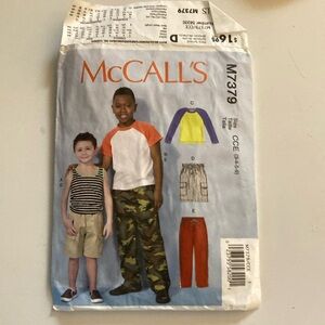 McCall's M7379 Boys' Clothing Pattern CCE 3 4 5 6
